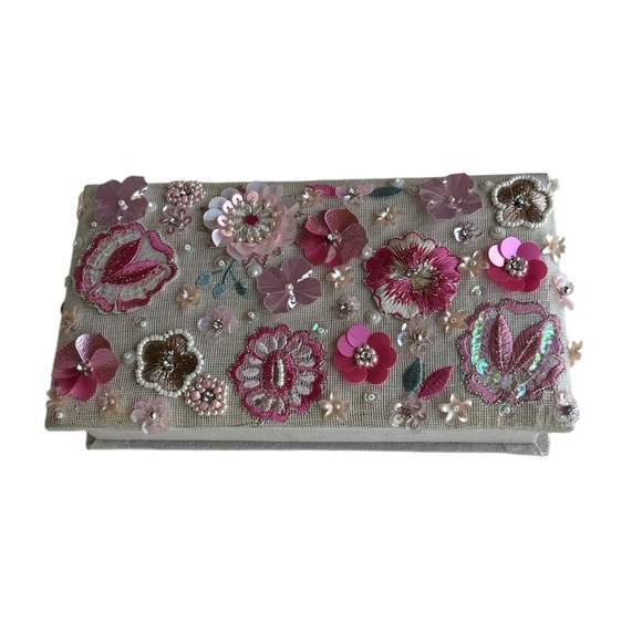 Floral Embellished Fabric Decorated Keepsake/Jewelry/Treasure /Organizer Box - Picture 1 of 9